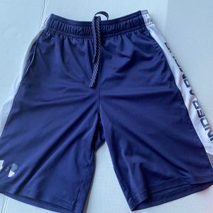 Under Armour Navy Blue Athletic Shorts with pockets & Elastic Waist Size Small